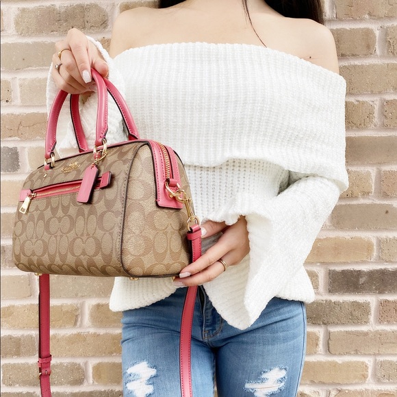 Coach Khaki Signature satchel crossbody pink - Picture 4 of 5